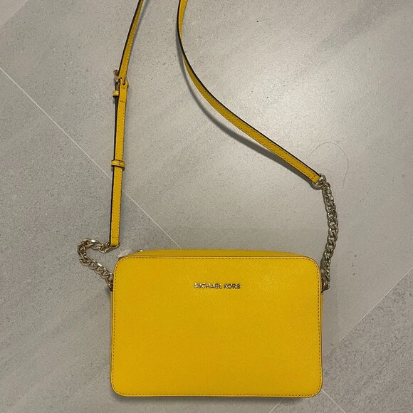 MICHAEL Michael Kors Handbags - Michael Kors Sunflower Yellow Jet Set Travel East West Leather Crossbody